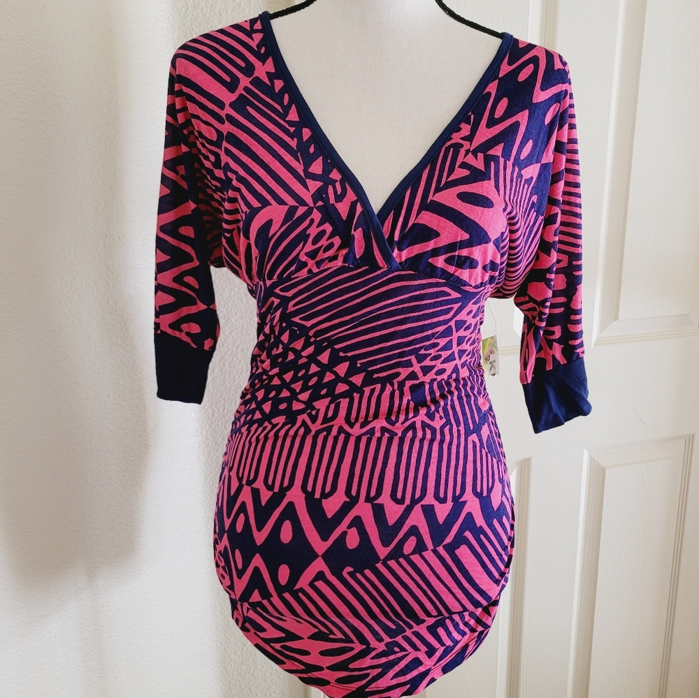 B Sharp Pink & Navy Blue Top